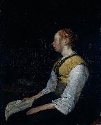 Gerard ter Borch the Younger Seated girl in peasant costume, probably Gesina (1631-90), the painter's half-sister. USA oil painting artist